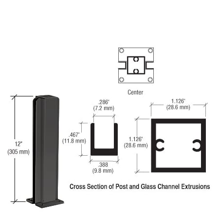Cr Laurence Matte Black 12-in Center Design Series Partition Post D990BL12C